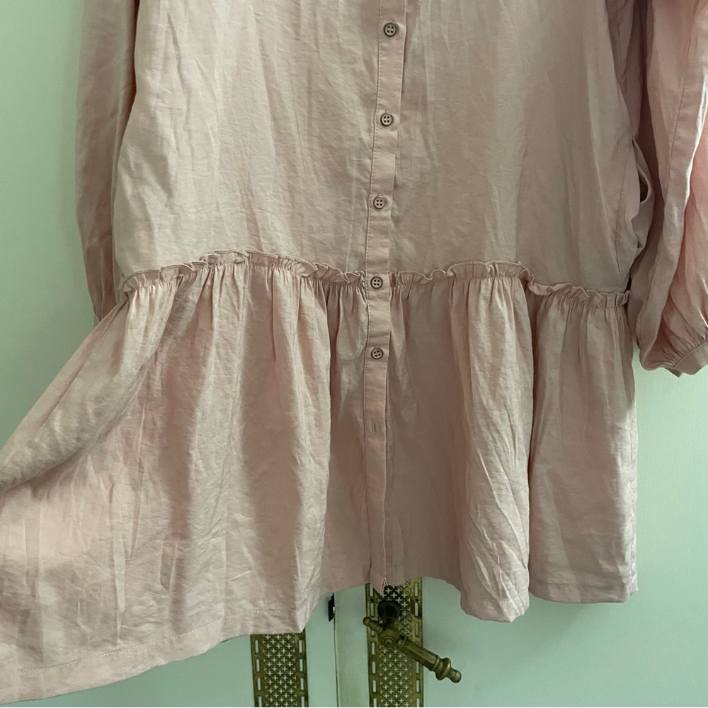 Free people easy street drop waist pink shirt dress button front size XS - Picture 7 of 15